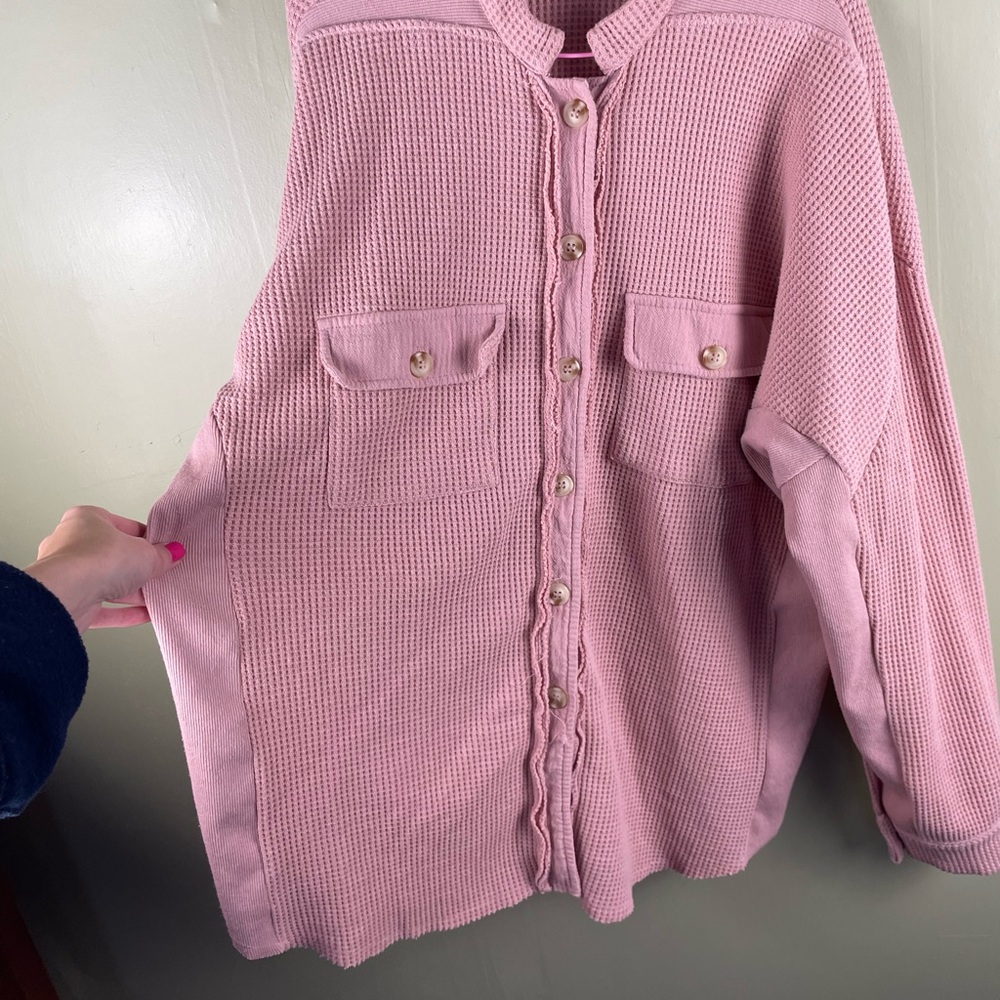 Boutique XL pink waffle knit shacket - Picture 4 of 6